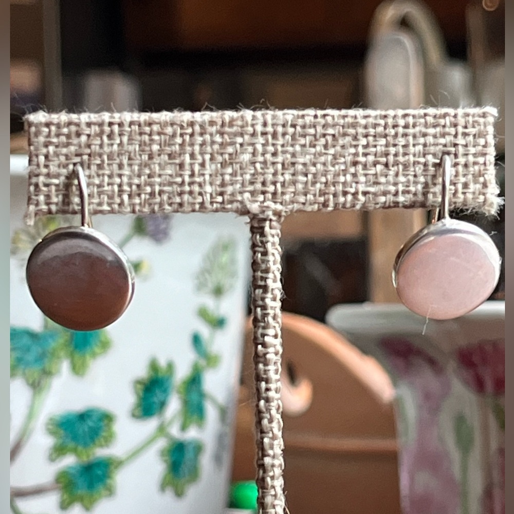 Handcrafted Solid Sterling Silver Disc Earrings -… - image 1